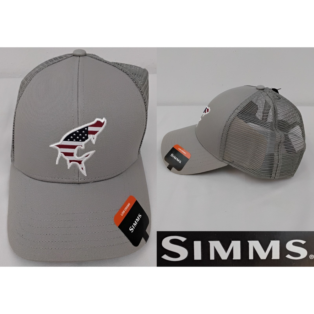 Simms USA Catch Trucker Sterling Gray Ball Cap New With Tag #Z5459